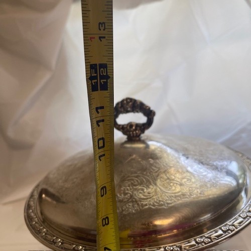 Oneida Silversmiths Silverplate Chafing Dish w/Lid & Stand Rose Border Ornate - Picture 16 of 16