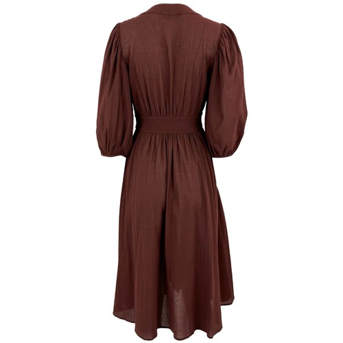 Vestido Ciao Lucia Cala en marrón berenjena envolvente manga 3/4 XS - Imagen 6 de 17