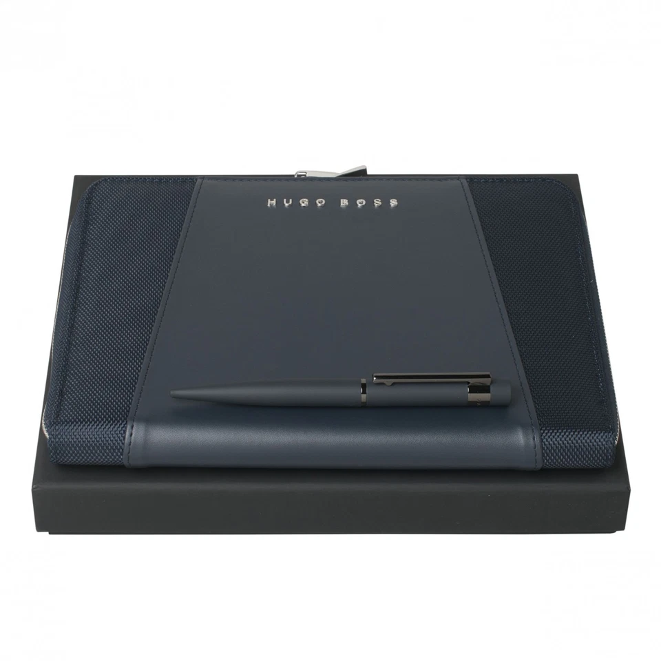 Hugo Boss Schreibmappe Keystone A5 dark / blue diverse Fächer und Kugelschreibe - Bild 1 von 1