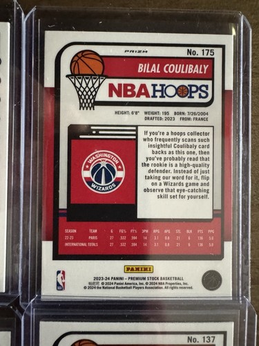 Carte NBA Hoops Premium Stock Rookie Cracked Ice 2023-24 - Lot de 11 cartes - Photo 23 sur 24