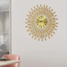 Large Wall Clock Gold Silent Wall Clock Retro Crystal Clock Wall-Mounted Decor