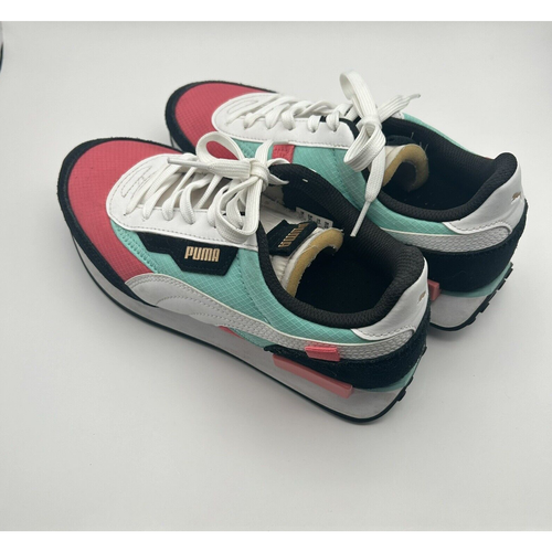 PUMA Youth 7 C Future Rider Spring Shoes Black/Pink/Teal 381962-01 kids - Picture 2 of 5