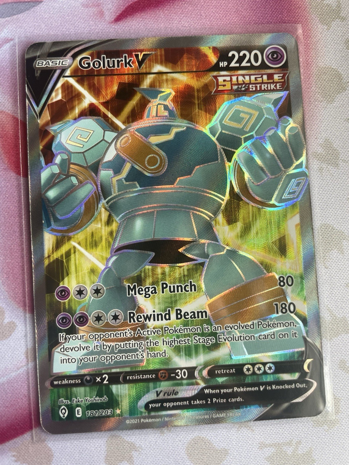 Golurk V (Full Art) Ultra Rare SWSH07: Evolving Skies 181/203 NM Unplayed