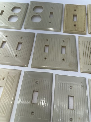 Huge Lot Vintage Sierra Ribbed Ivory Beige Cream Outlet Switch Plug Plate Cover - Picture 14 of 24