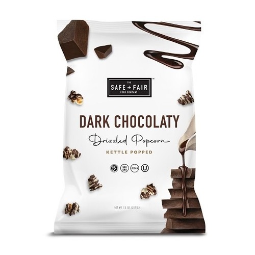 Safe + Fair Drizzled Popcorn Dark Chocolaty Drizzled Popcorn, 5.5 Ounce, 6 Per
