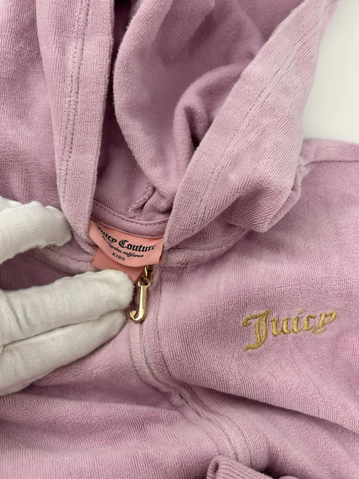 Traje de chándal de terciopelo para niños Juicy Couture talla 7 púrpura dorado bordado Y2K Foto 4 de 4