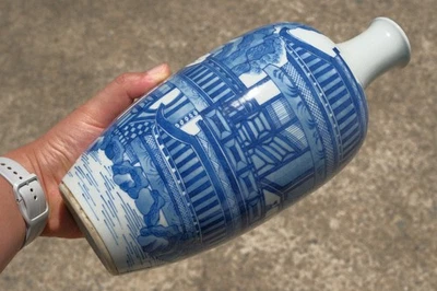 蓝色中国古董花瓶| eBay