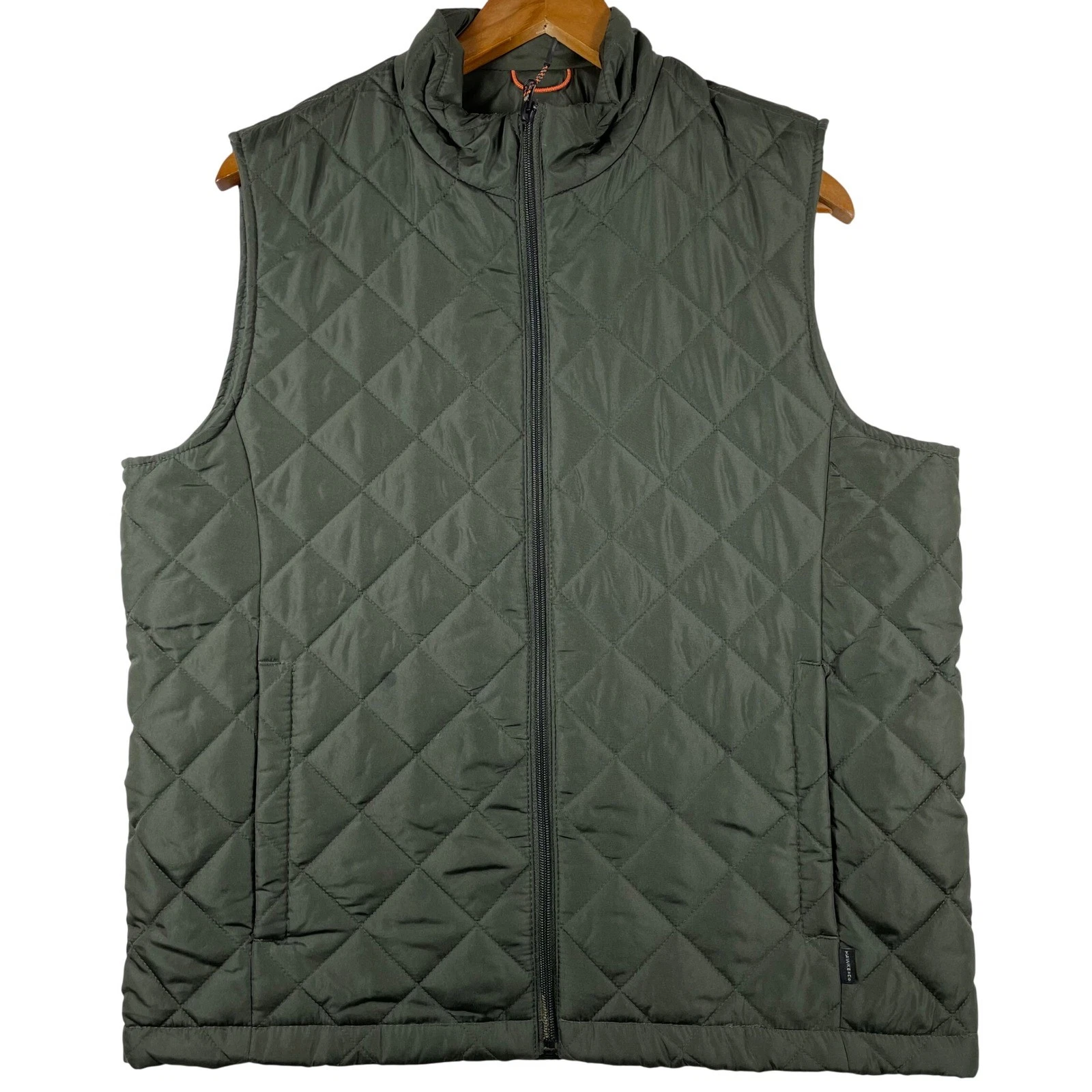 HAWKE & CO SPORT Quilted Vest Men's Medium Green Full Zip Performance Outerwear