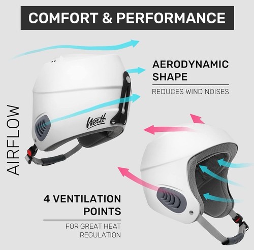 Westt Skihelm Snowboardhelm für Jugendliche weiß/grau (20,5-22 Zoll) - Bild 2 von 10