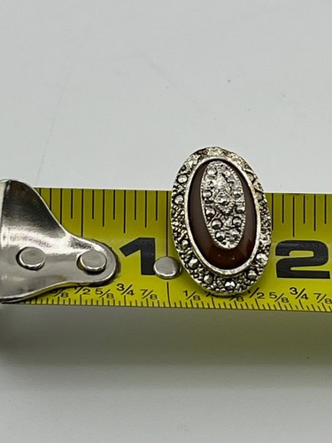 Vtg earrings in possibly sterling silver in art deco style with onyx, marcasite - Picture 12 of 12