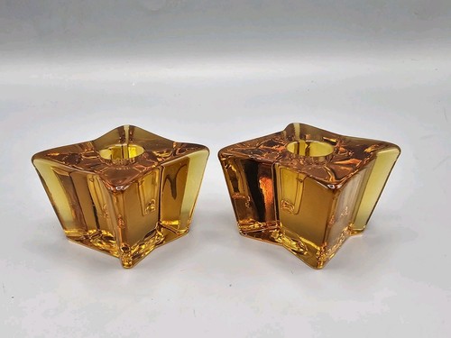 Wikinger Glas Bernstein Astra Kerzenständer - Atomic Vintage wunderschön!