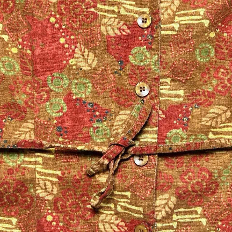 Vestido Christopher & Banks Mujer 10 Naranja Rojo Sin Mangas Cinturón Botón Delantero Foto 4 de 4