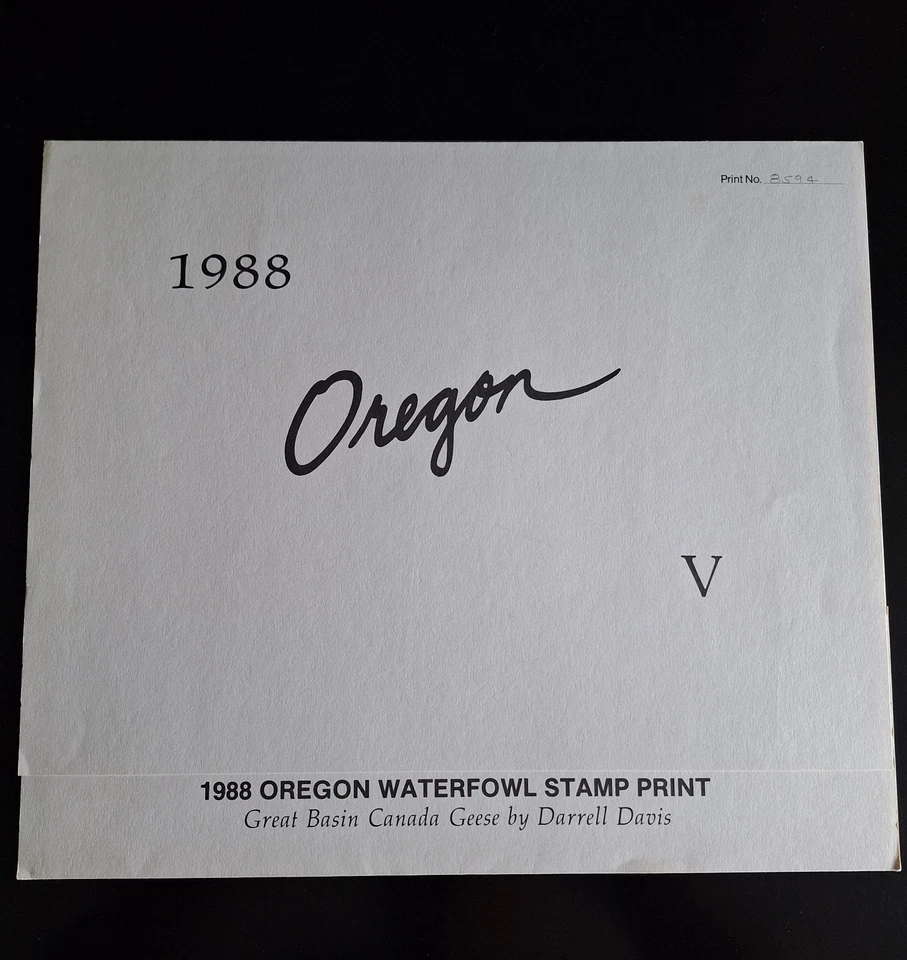Signed 1988 Oregon Waterfowl Stamp Print Darrell Davis #8594/11825 - Image 2 of 4