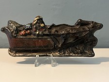 XX Rare Antique 1880s Christmas Santa & sleigh Paper Weight Original Paint.