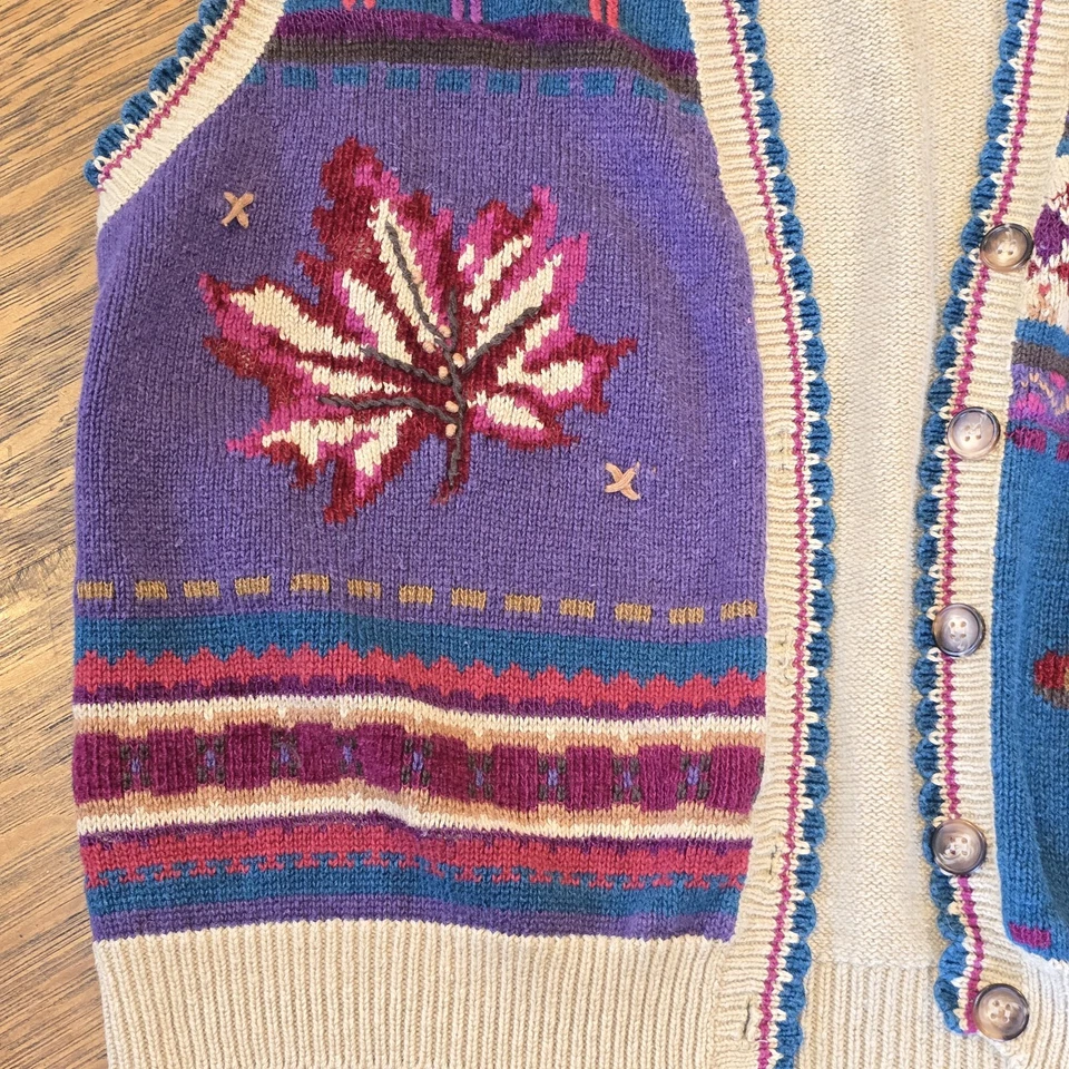 Jantzen Hand Embroidered Knit Vest XL Squirrel & Leaf Autumn Sweater Cottage - Image 3 of 4