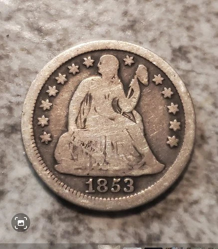 1853 No Arrows Seated Liberty Dime - Very Good VG