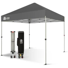 Crown Shades 8x8 Pop Up Canopy, Beach Tent with One Push Setup, Grid Grey (Used)