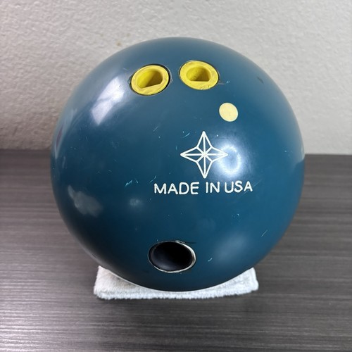 Palla da bowling fuori produzione 14 libbre 9,5 oz Roto Grip BANDIT II Teal/Blue - forata - Foto 3 di 10