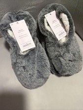 Auden Women Faux Fur Slipper Socks M/L 8-10 Grippers Shearling Lined NEW 2 PACk