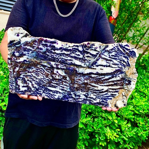 6.75LB Natural of Zebra Stone and Fluorite Coexistence Slice quartz crystal