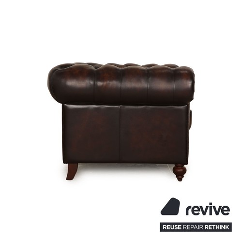 Chesterfield Leather Armchair Braun Vintage - Picture 8 of 10