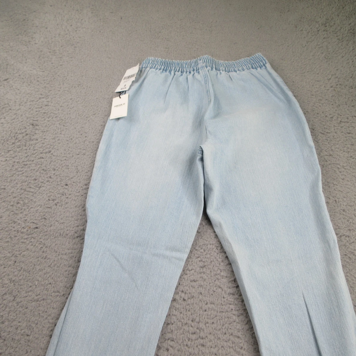 Pantalones de mezclilla Forever 21 para mujer pequeños azul claro desgastado cordón nuevos con etiquetas