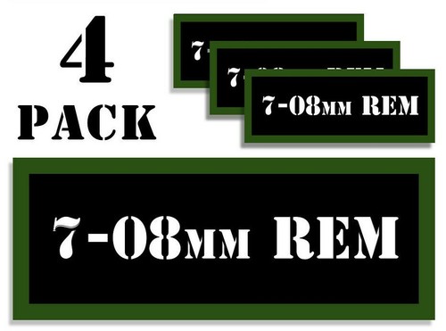 7-08MM REM Ammo Can LABELS STICKERS DECALS for Ammunition Cases 3"x1.15" 4pack - Picture 2 of 4