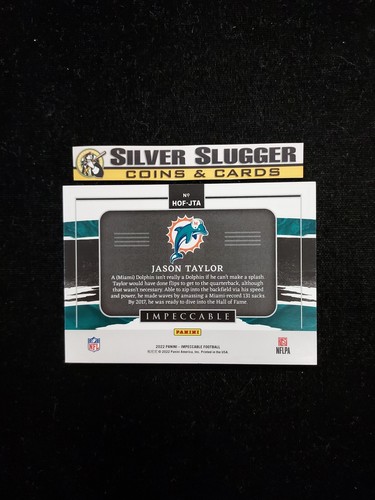 2022 Jason Taylor Panini Impeccable Pro HOF 1oz Silver Bar Card /25 Dolphins 🐬 - Picture 2 of 3