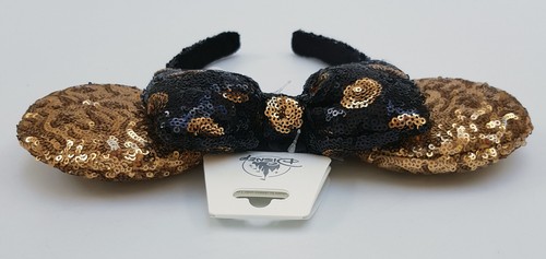Disney World Minnie Mouse Black & Gold Sequin Ears Headband Disney Parks Store - Picture 6 of 10