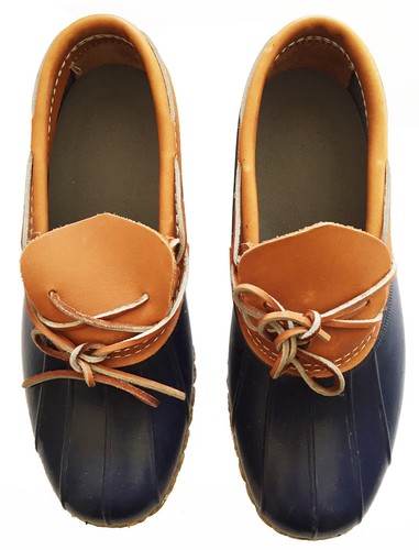 L.L.BEAN Women's Bean Boots, Rubber Mocs,Tan/Navy Size 10 NEW - Picture 3 of 7