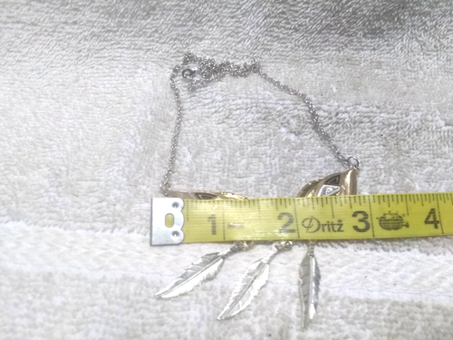 Montana Silversmiths Boundless Legacy Choker Pendant Silver Gold Dangle Feathers - Picture 12 of 13