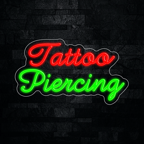 Tattoo Piercing LED Leuchtreklame 19"L x 11"H #33458 - Bild 1 von 3