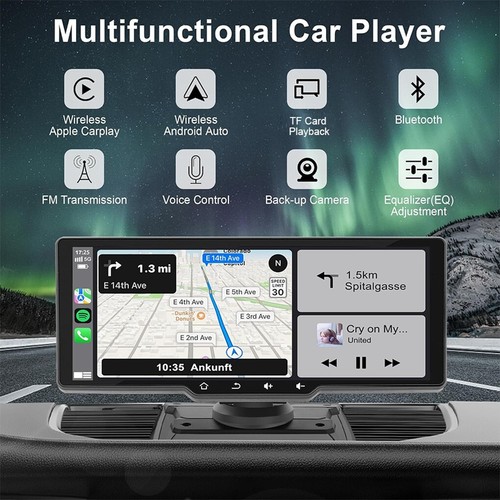 10.26" 4K Portable Car Stereo 1080P Dash Cam Wireless Apple CarPlay Android Auto - Picture 6 of 13