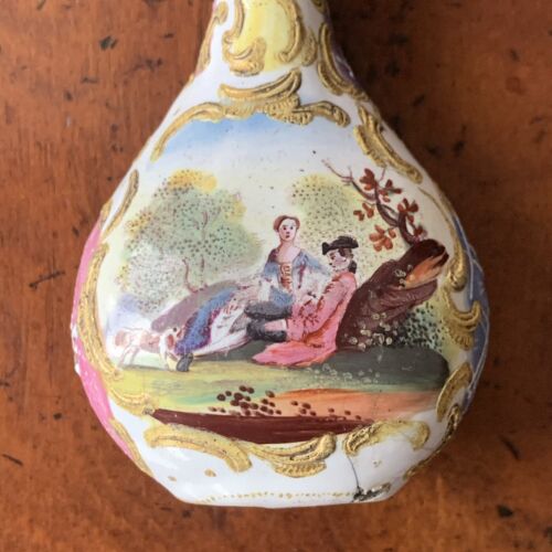 Bottiglia Profumo Snuff Vittoriana Vintage Smalto Metallo Coloniale Pesca Halcyon - Foto 2 di 24