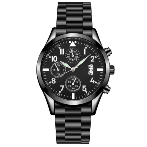 Men's Business Casual Luminous Chronograph Calendar Quartz Wrist Watch Gifts - Foto 4 di 15