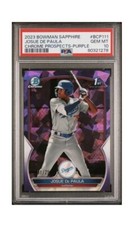 2023 Bowman Sapphire Chrome Prospects Purple /25 #BCP111 Josue De Paula PSA 10