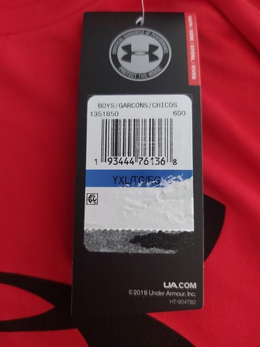 UNDER ARMOUR Camiseta deportiva roja niño talla suelta YXL 13 14 años NUEVA CON ETIQUETAS - Imagen 5 de 5