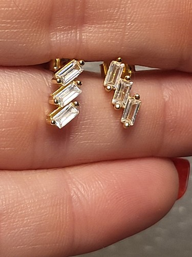 925 Sterling Silver 18k  Stud Earrings - Picture 2 of 4