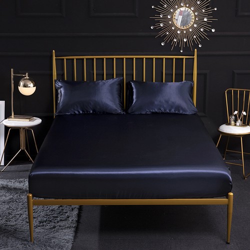 UK Satin Silk Bed Fitted Sheet Single Double King Extra Deep 35cm Mattress Cover - Picture 9 of 30