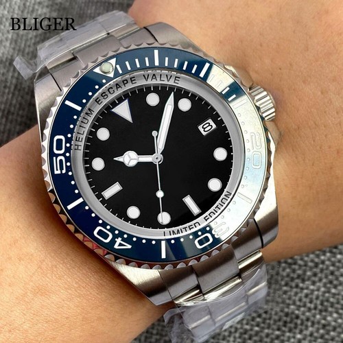 BLIGER NH35A Black Dial 43mm Mechanical Men Watch Rotating Bezel Ceramic Insert - Picture 21 of 52