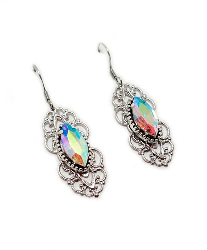 Gothic Victorian Steampunk Filigree Earrings Medieval Renaissance Wedding Bridal - Picture 24 of 40