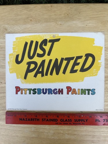 DOS 2 PINTURAS PITTSBURGH LETRERO RECIÉN PINTADO 1953 DE COLECCIÓN CASA INTERIOR DE MEDIADOS DE SIGLO - Imagen 4 de 14