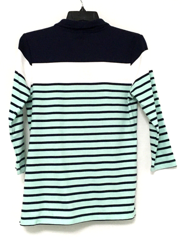 Karen Scott Sport Women's S Aqua Ice Stripe Quarter Zip Pullover Top T-Shirt - Picture 7 of 7
