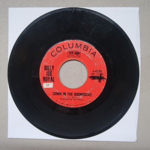 BILLY JOE ROYAL DOWN IN THE BOONDOCKS / OH, WHAT A NIGHT VINYL 45 SEHR GUTER ZUSTAND 23-88