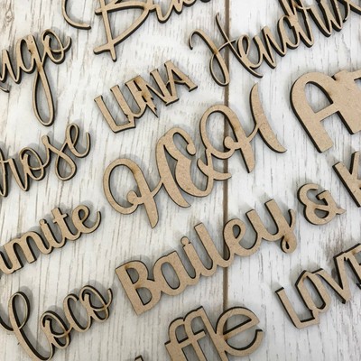 Any Font Personalised Wood Script Name Plaque Sign Craft Names and Letters