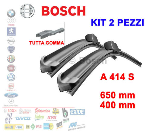 KIT 2 SPAZZOLE TERGICRISTALLO GOMMA BOSCH 3397007414 AEROTWIN 65 40 CM A414S - Foto 1 di 3