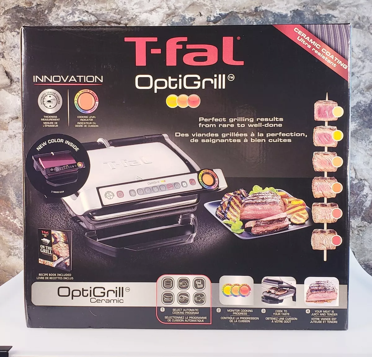 T Fal GC704553 1800W OptiGrill Large Indoor Electric Grill Open Box