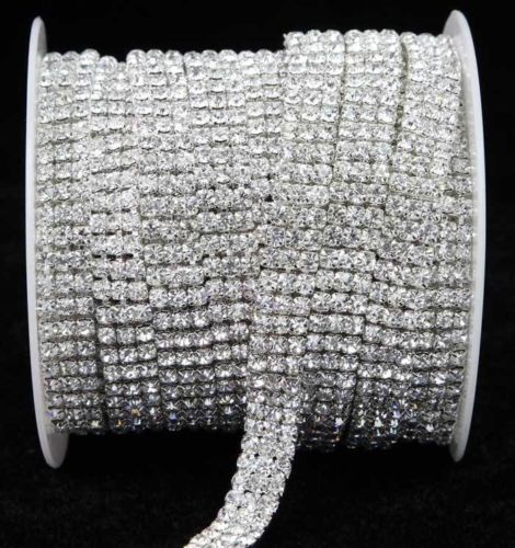 2-row/3-row/4-row/5-row crystal rhinestone trims close chain silver ss16 x1 yard - Picture 5 of 12