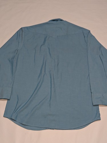 Camisa Panhandle Slim Para Hombre Western L/S Azul Perla Snap Talla 17.5x35 - Imagen 9 de 10