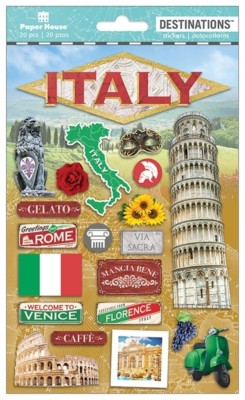 Crafts Stickers Dimensional Italy Collesium Rome Venice Cafe Scooter Grapes
